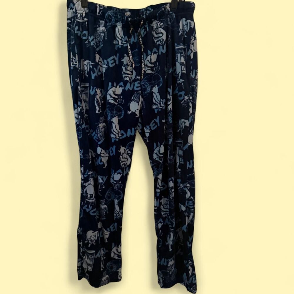 Disney Winnie The Pooh Happy Boxer Men's X-Large Blue Fleece Pants Tag